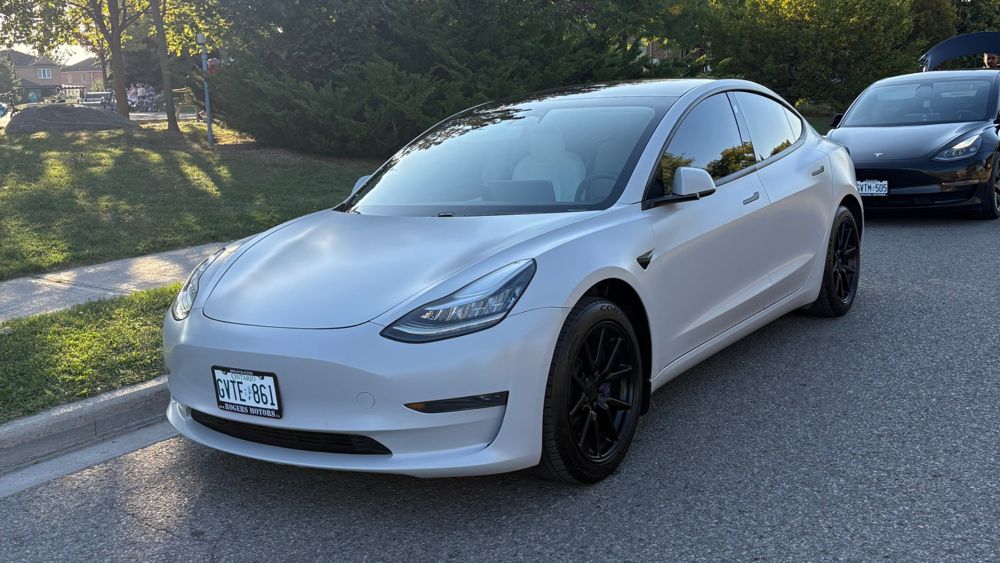 Pearl white Tesla Model 3